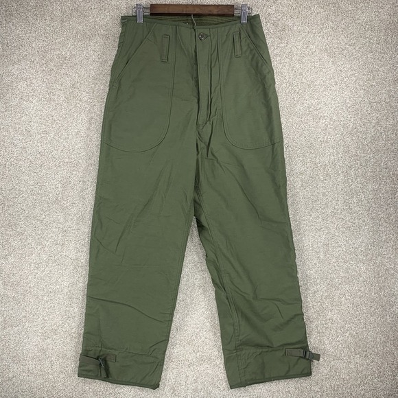 VTG USA Navy Deck Military Alpha Industries‎ Lined Trousers S 27-30 Green EUC